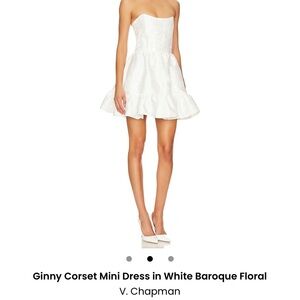 V. Chapman White Baroque Floral Mini Dress